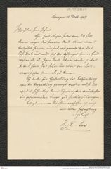 Nachlass Franz Steindachner, Brief von H. E. Low an Franz Steindachner (12.12.1907), Inv.Nr. 313.01, Seite 1